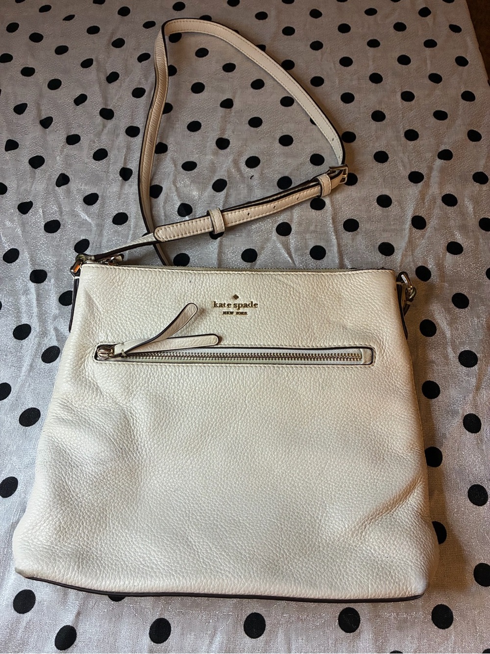 Kate Spade New York Cream Pebbled Leather Crossbody Shoulder Bag
